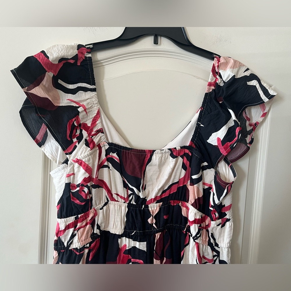 New! Nine West Chic Black and Pink Patterned Maxi Dress Women’s Size Large - Picture 3 of 16